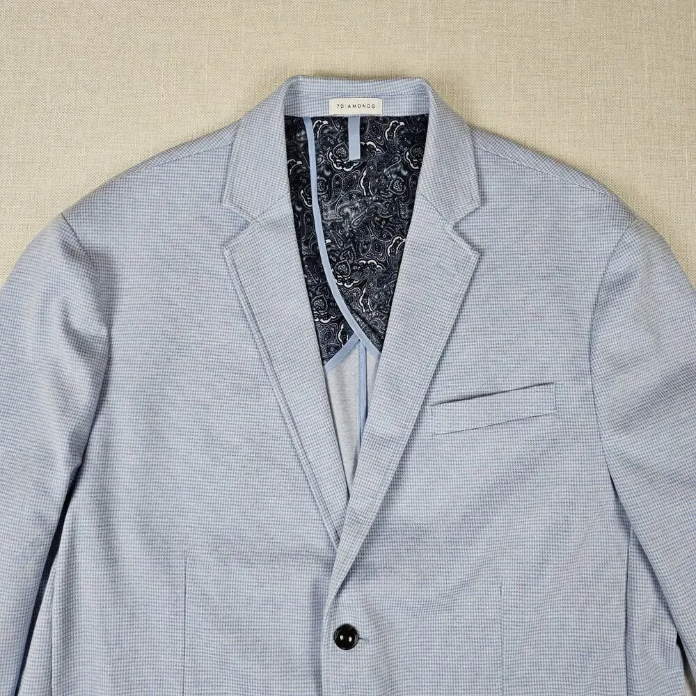 7 Diamonds Westport Blazer Jacket Men XXL Blue Houndstooth Unstructured Stretch